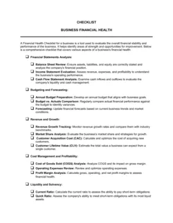 Checklist Financial Health