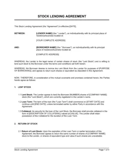 Stock Lending Agreement