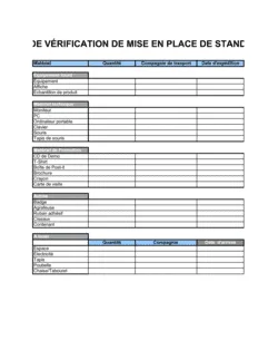 Liste de vérification Mise en place de stand pour salon