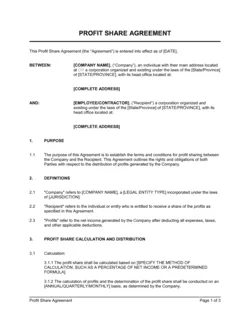 Profit Share Agreement