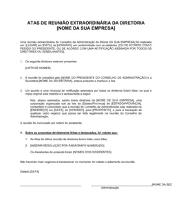 Ata de Reunião de Diretores Especial