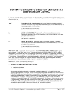 Contratto di acquisto di quote in una società a responsabilità limitata