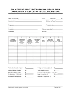 Declaración jurada para el contratista