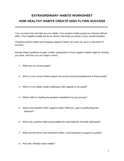 Worksheet Extraordinary Habits