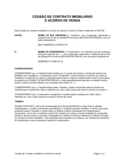 Atribuição de Contrato de Bem Imóvel e Acordo de Vendas