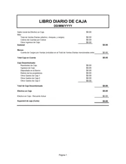 Libro diario de caja