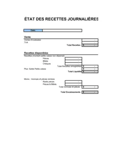 État des recettes journalières