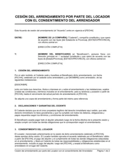 Cesión del inmueble por parte del arrendatario con consentimiento del arrendador