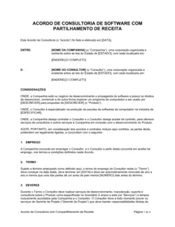 Acordo de Consultoria com Compartilhamento de Receitas de Software