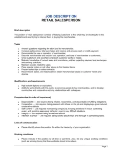 Retail Salesperson Job Description