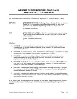 Website Design Non-Disclosure Agreement