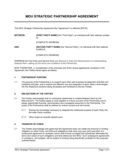 MOU Strategic Partnership Agreement