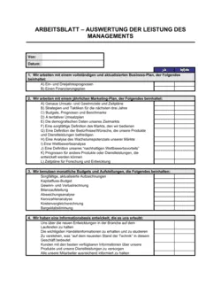 Arbeitsblatt - Auswertung der Leistung des Managements