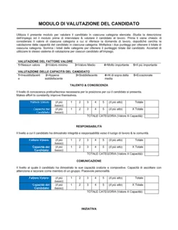 Modulo di valutazione del candidato