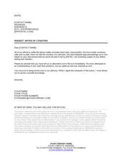 Letter Notice of Litigation