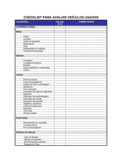 Lista de Conferência Comprando Veículos Usados