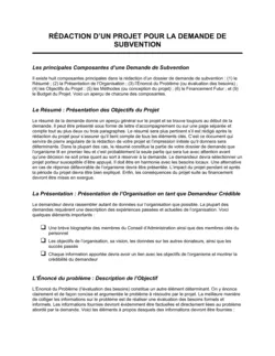 Rédaction de projet Demande de subvention