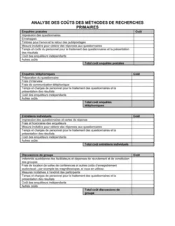 Analyse des coûts des méthodes de recherches primaires