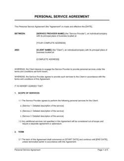 Personal Service Agreement