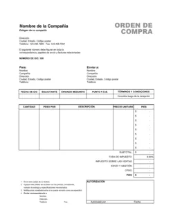 Orden de compra - Excel