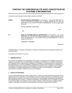 Contrat de confidentialité avec concepteur de système d'information