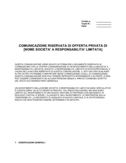 Comunicazione riservata di offerta privata