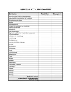 Arbeitsblatt - Startkosten