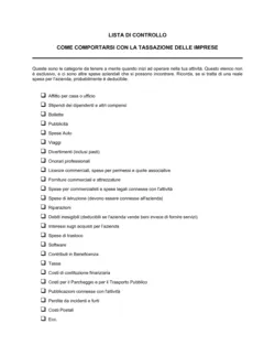 Lista di controllo tassazione delle imprese