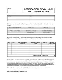 Notificación de devolución de mercadería