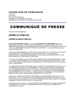 Communiqué de presse Annonce de la fusion