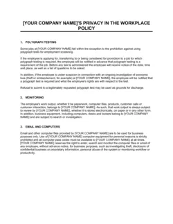 Policy on Privacy and Employee Monitoring