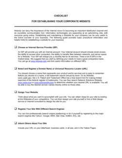 Checklist For Establishing a Website