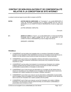 Contrat de non-divulgation et de confidentialité pour site Internet