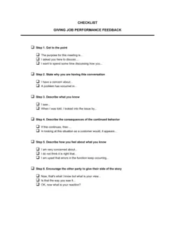 Checklist Giving Job Performance Feedback