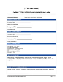 Employee Recognition Nomination Form