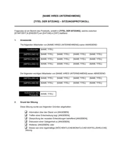 Sitzungsprotokoll - Allgemeines Muster