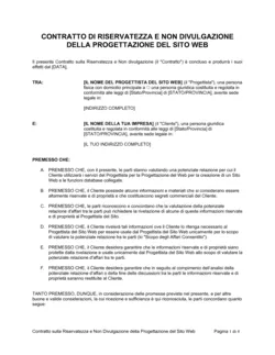 Contratto di non divulgazione della progettazione del sito internet