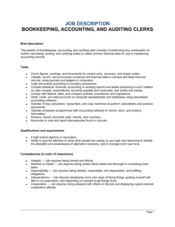 Bookkeeping, Accounting and Auditing Clerk Job Description