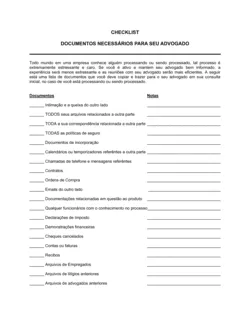 Lista de Conferência Documentos para Trazer a Seu Advogado